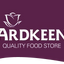 A square logo for 'Ardkeen Quality Food Store' featuring a white rose icon and white text on a dark purple background.