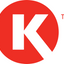 A red circular logo with a large white stylized letter K and a small red TM mark on a white background.
