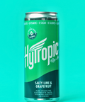 Green can of Hytropics Lime and Grapefruit drink with a teal background